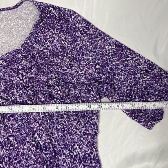 Jessica London Purple Print Tunic Top V Neck Short Sleeve Casual Plus Size 22/24 - Picture 5 of 7